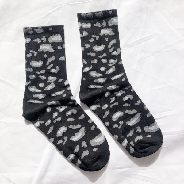Prrrfect Leopard Print Socks | Black