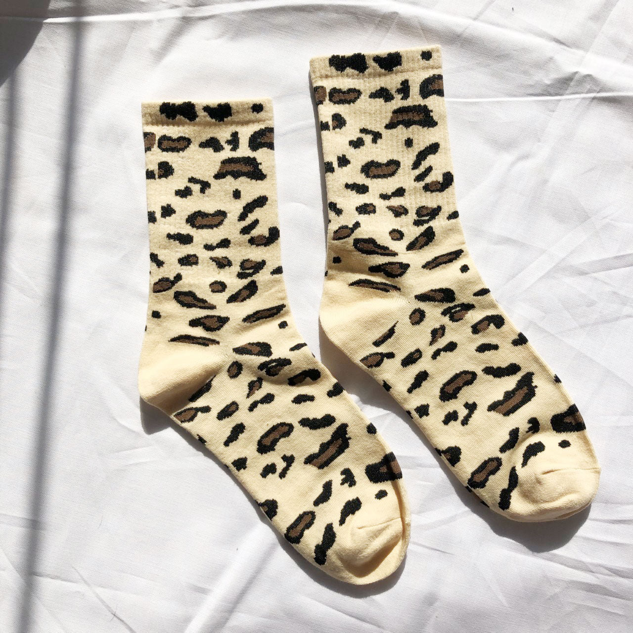 Prrrfect Leopard Print Socks | Cream