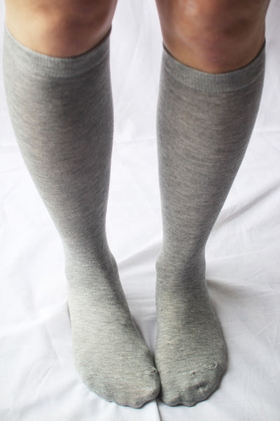 Essential Knee or Thigh High Sock | Gray Knee High