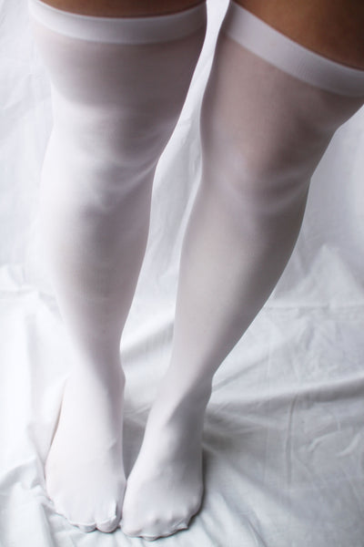 Essential Knee or Thigh High Sock | White Thigh High