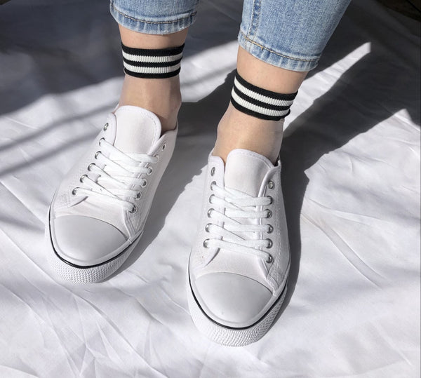 C-Thru Socks | Black/White in sneakers