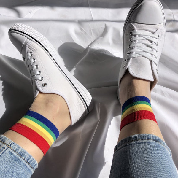 C-Thru Socks | Rainbow/White in sneakers second pic. 