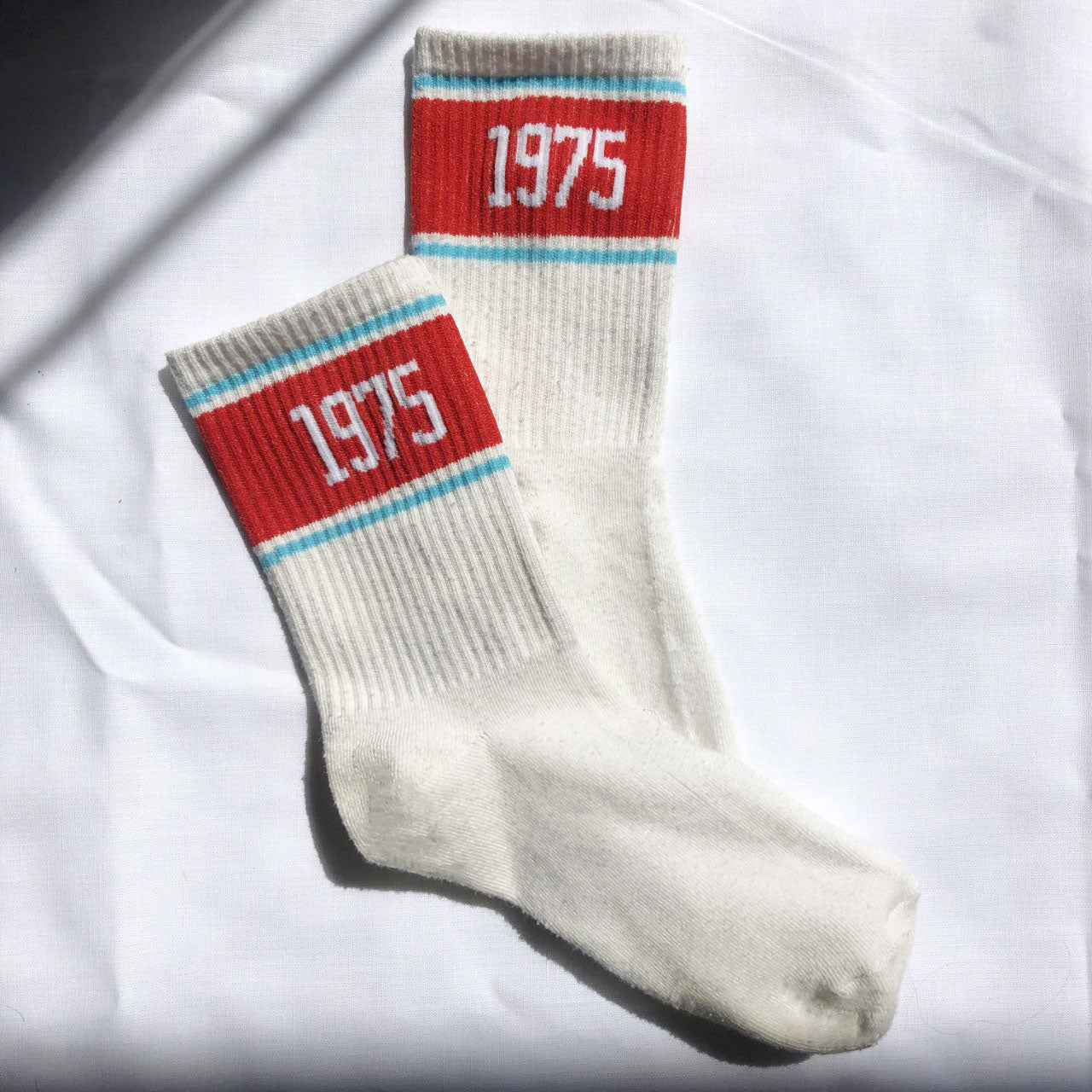 Harajuku Vintage Crew Socks | 1975 flat laying