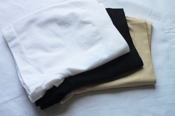 Boxy Boyshort Undies | Khaki, White, Black folded