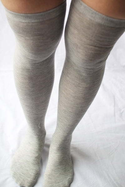 Essential Knee or Thigh High Sock | Gray Thigh High