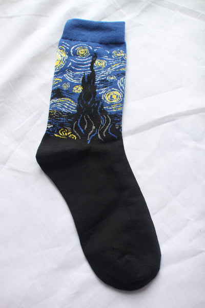 Cultured Long Crew Socks | Van Gogh