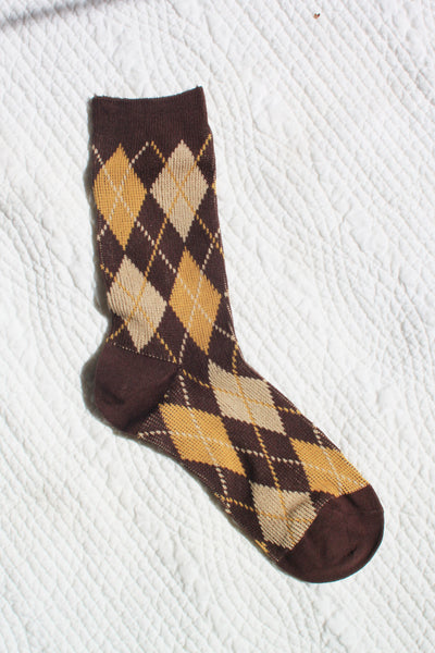 Argyle Crew Socks | Coffee