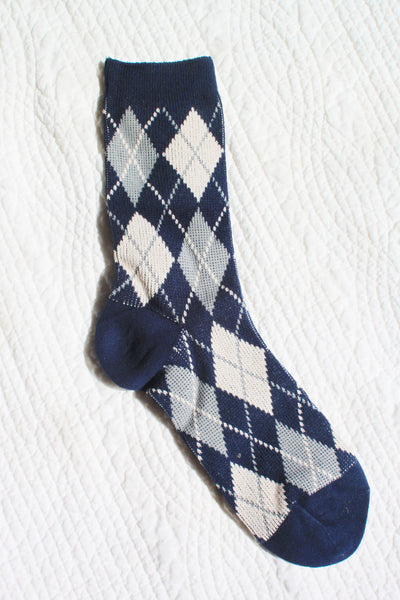 Argyle Crew Socks | Blue