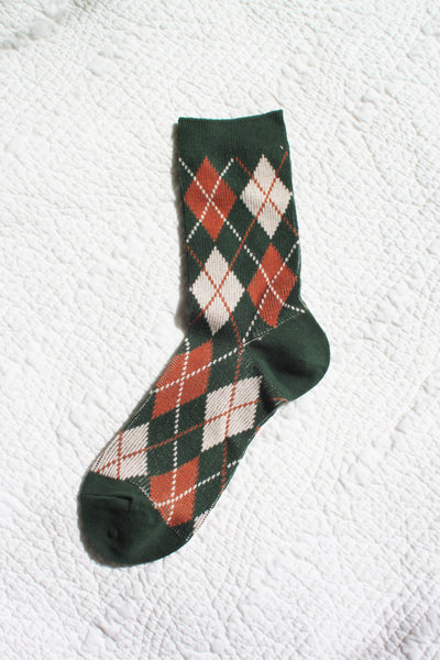Argyle Crew Socks | Green