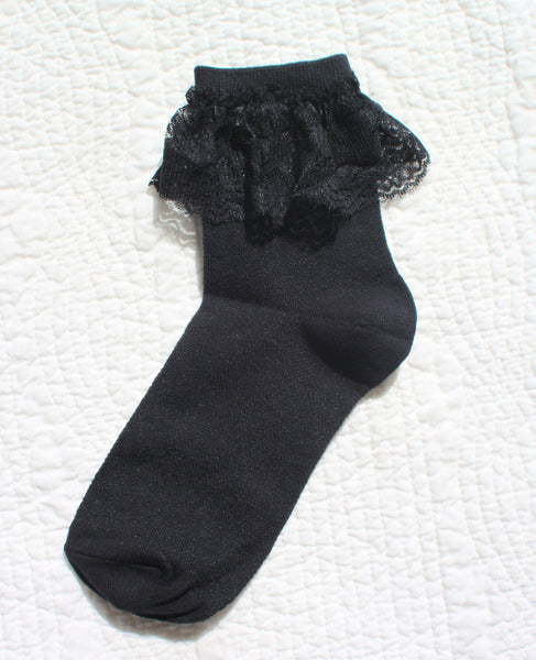 Lace Cuff Socks | Black