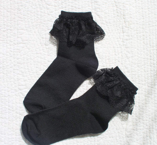 Lace Cuff Socks | Black pair