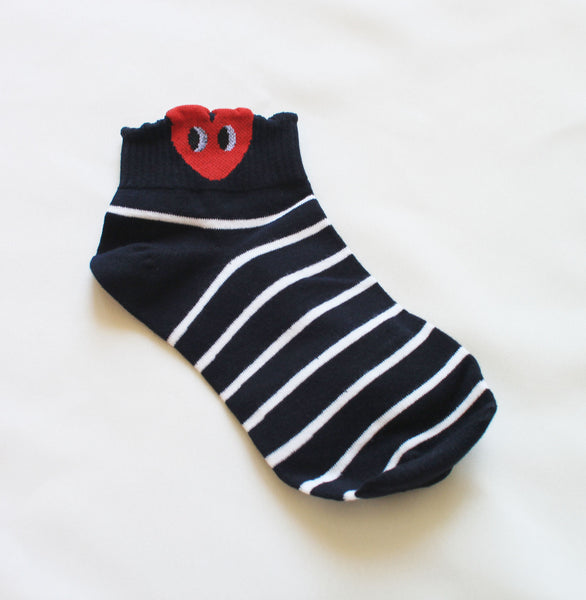 Oh Heart Socks | Black Stripe