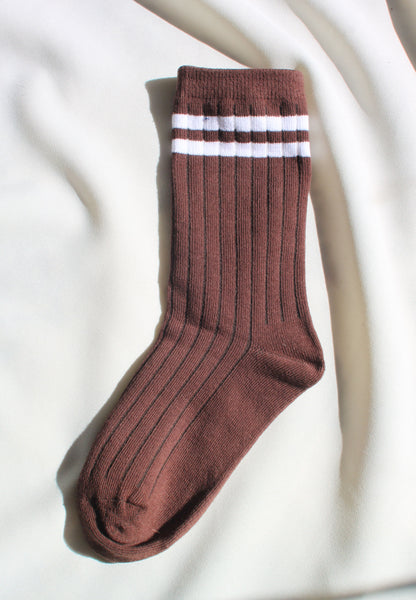 Saucy Striped Crew Socks | Brown