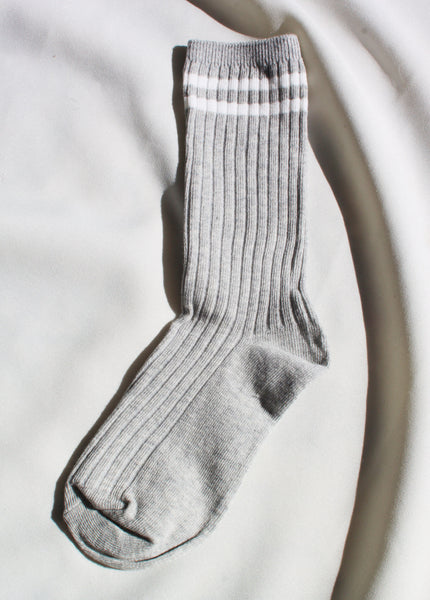 Saucy Striped Crew Socks | Gray