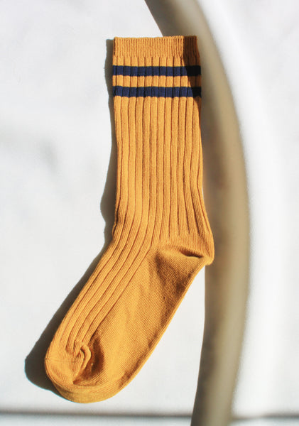 Saucy Striped Crew Socks | Mustard