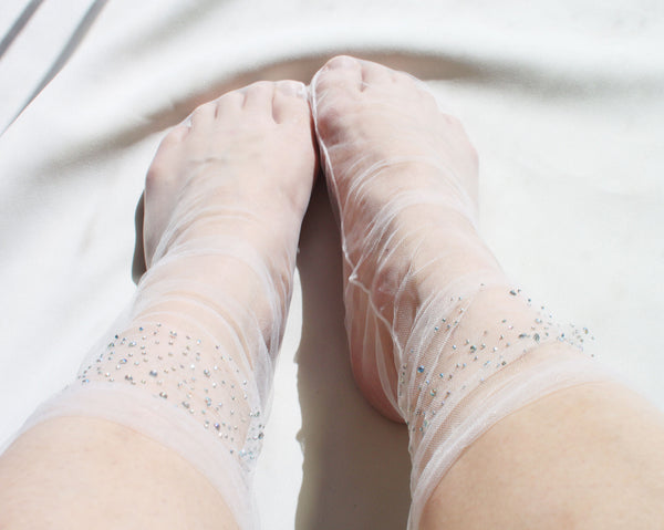 Sparkly Silk Socks |  White
