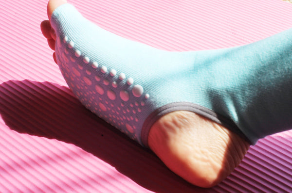 Tall Pilates Yoga Socks | Teal Bottom view
