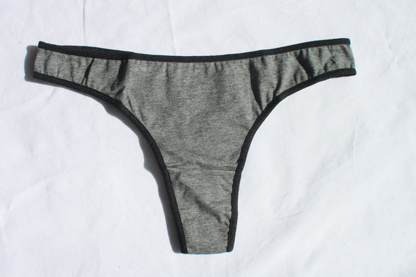 Super Sporty Contrast Trim Thong | Gray/Black front
