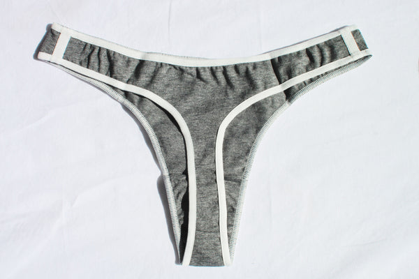 Super Sporty Contrast Trim Thong | Gray/White back