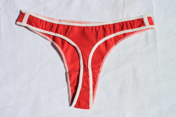 Super Sporty Contrast Trim Thong | Red/White back
