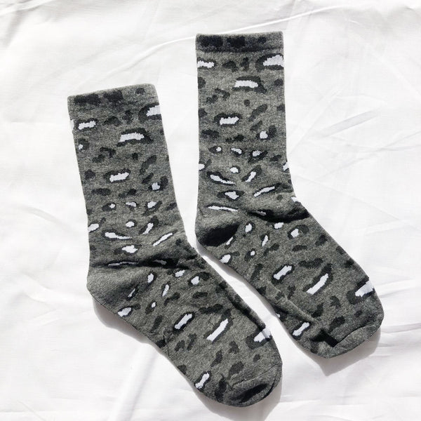 Prrrfect Leopard Print Socks | Gray